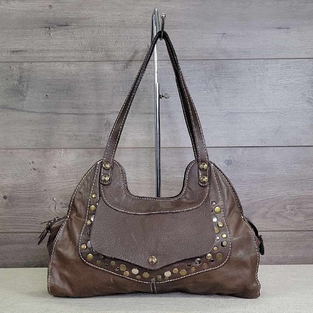 Patricia Nash Brown Studded Leather Handbag